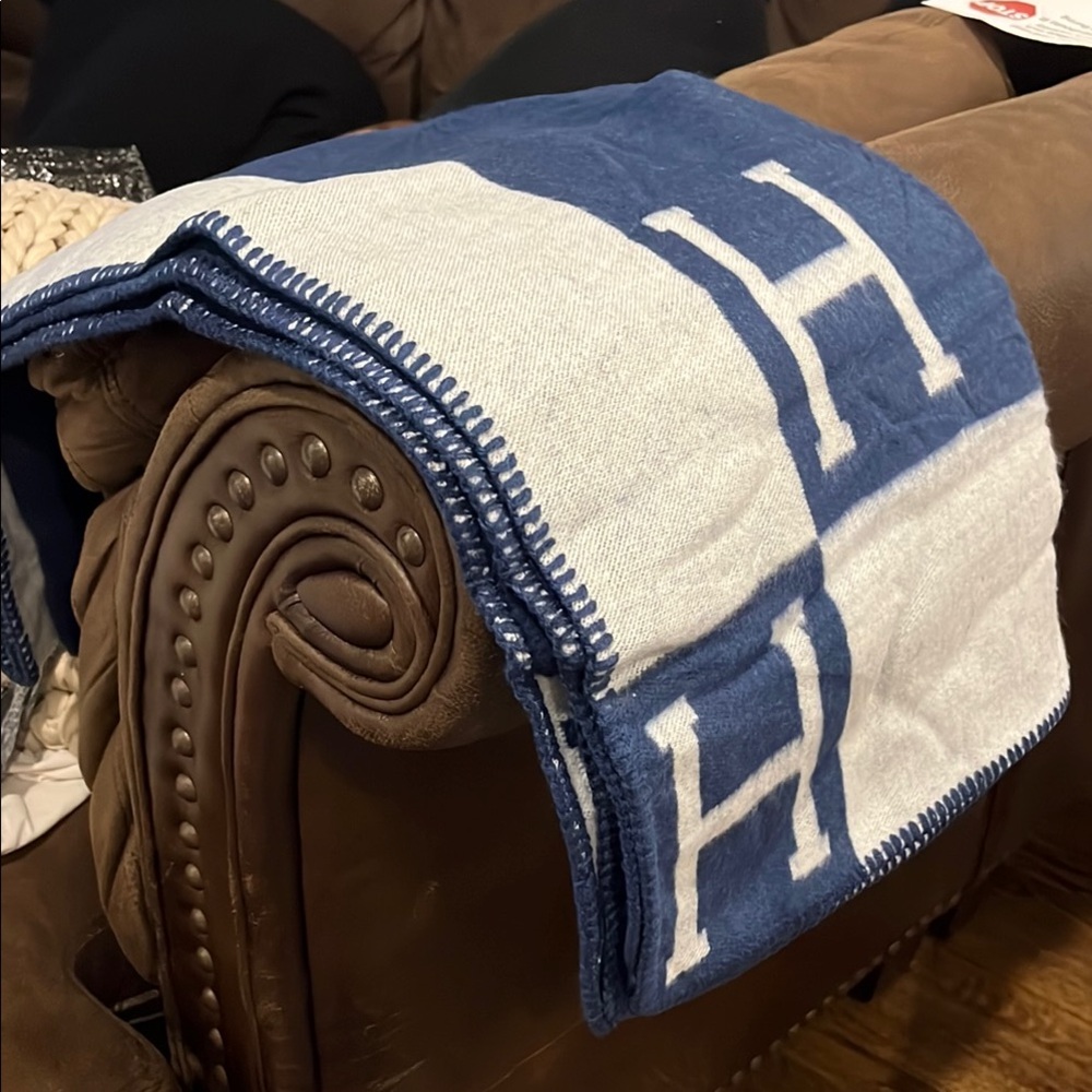 Blue and White H Blanket